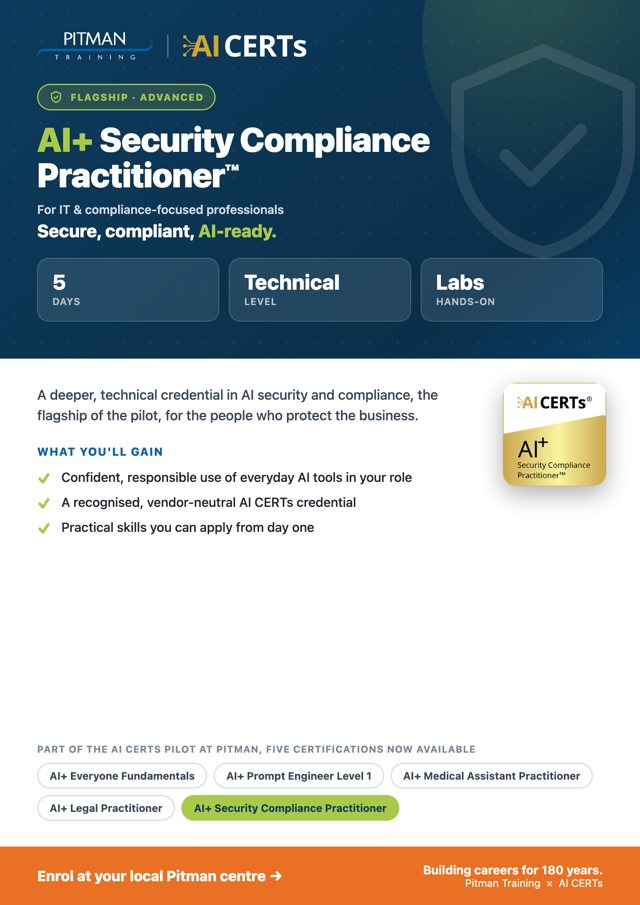 AI+ Security Compliance Practitioner™ — A4 Flyer